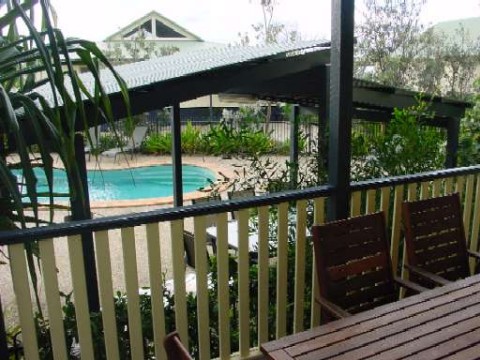 View of pool area from the deck.